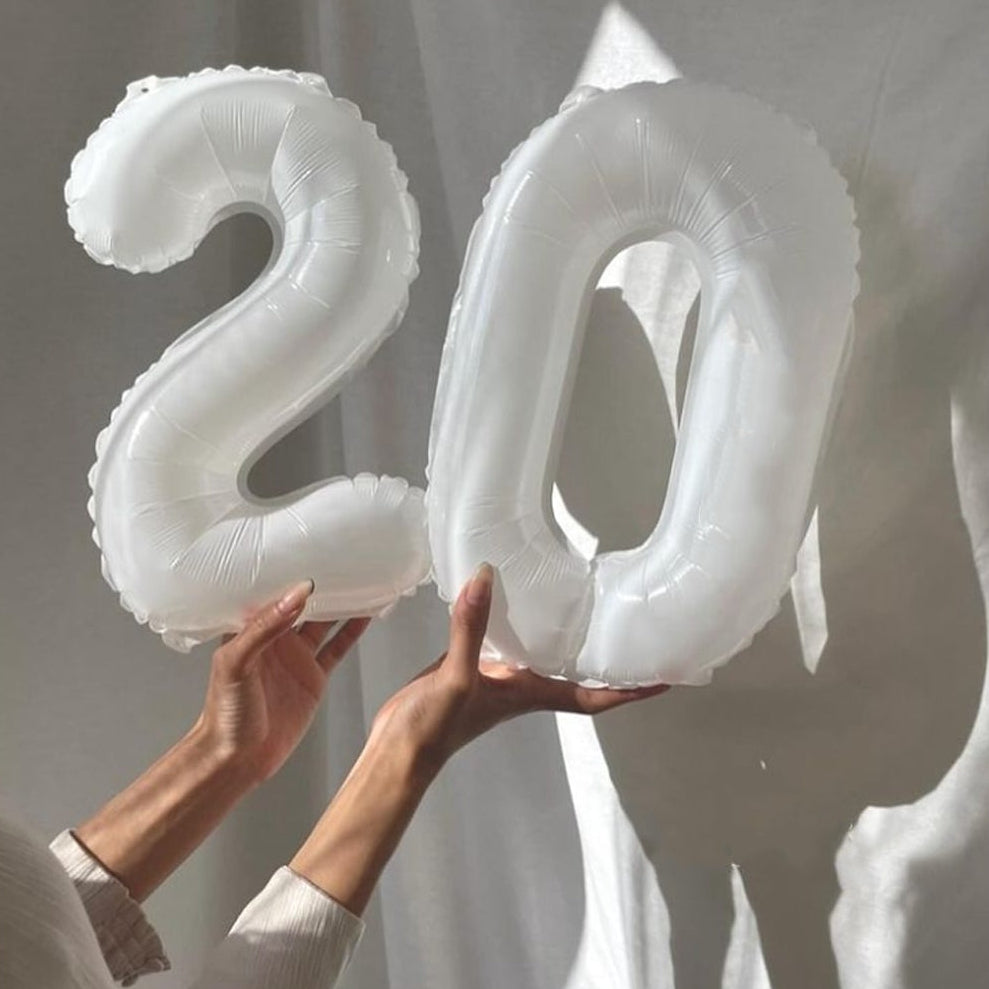 16" White Foil Number Balloon