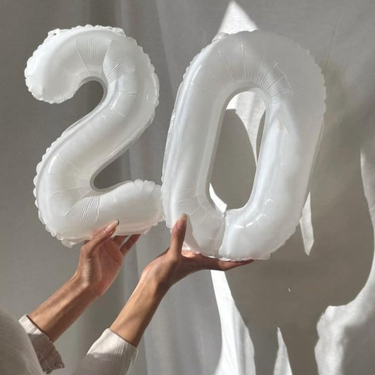 16" White Foil Number Balloon