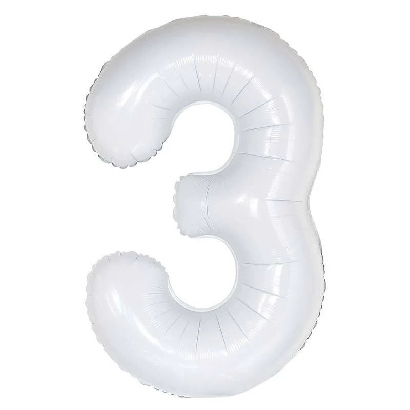 16" White Foil Number Balloon