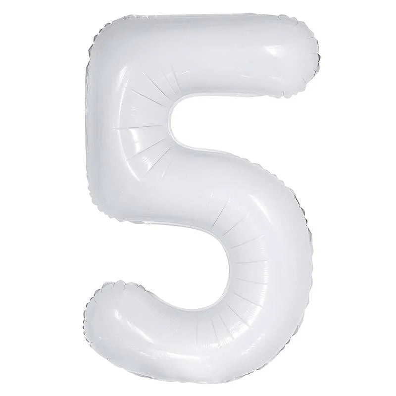 16" White Foil Number Balloon